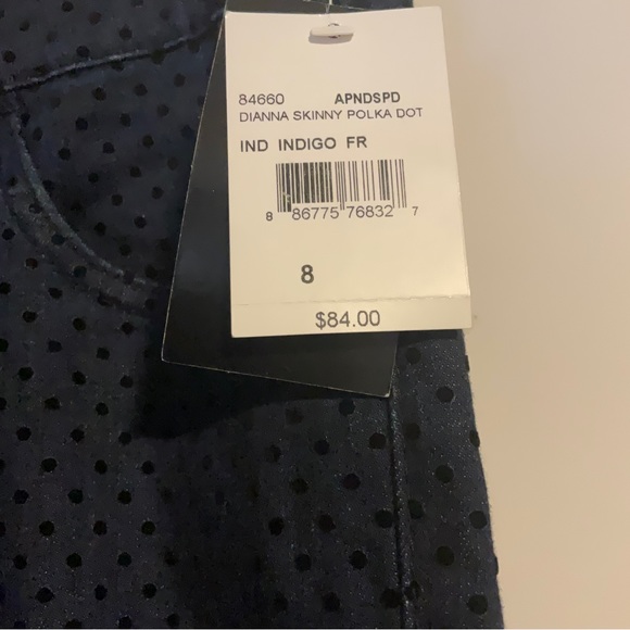 Kut from the Kloth Dianna Skinny Indigo Velvet Polka Dot Jeans Size 8; NWT’s. - Picture 2 of 16